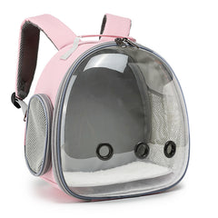 Transparent pet backpack carrier for small animals in pink
