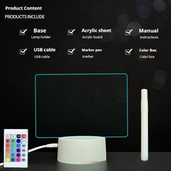 LED acrylic message board night light glowing on a desk