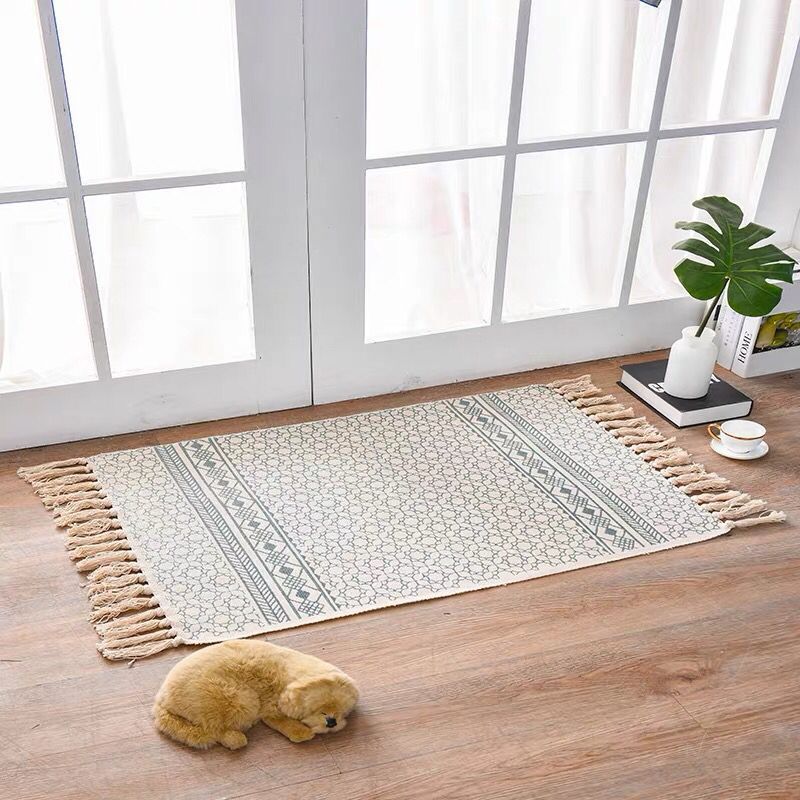 Boho Woven Cotton Tassel Rug, additional product view 7
