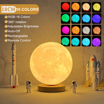 Levitating magnetic moon lamp, colour-changing, 18cm