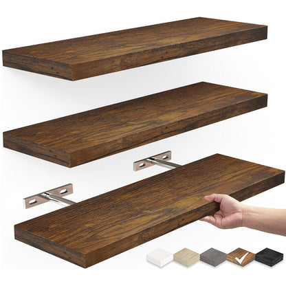 Solid Wood Floating Wall Shelf, alternate product view