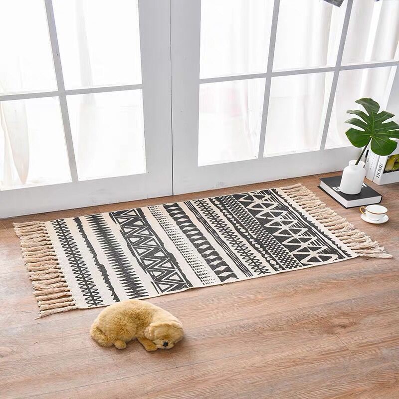 Boho Woven Cotton Tassel Rug, additional product view 8