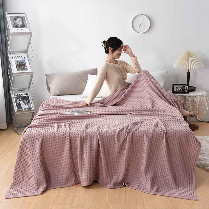 Cotton Waffle Knit Throw, product detail view
