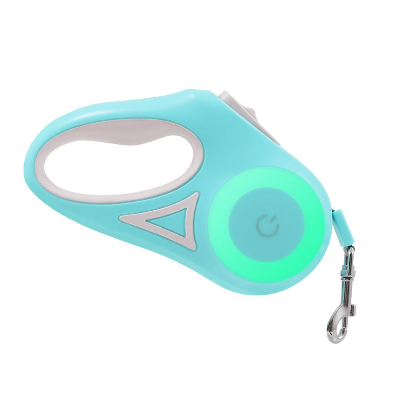 Retractable dog leash with LED spotlight in green, 3m