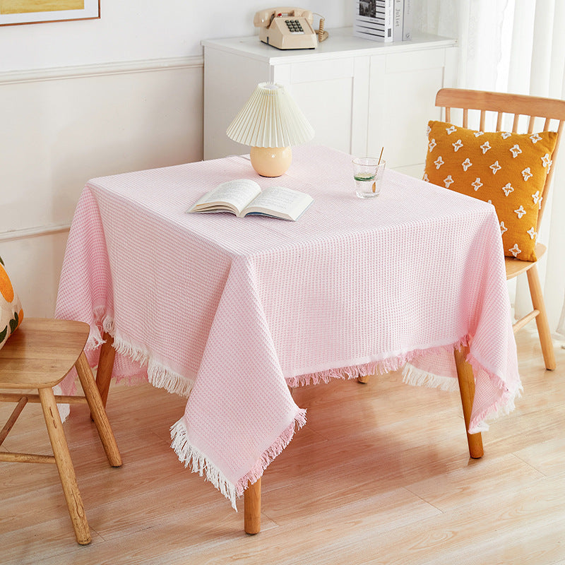 Fringed Cotton Linen Tablecloth