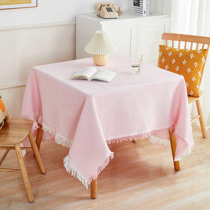Fringed Cotton Linen Tablecloth