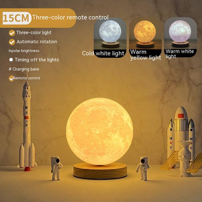 Levitating magnetic moon lamp, three-colour rotating, 15cm