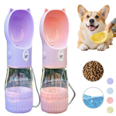 Portable dog water bottle with built-in travel bowl