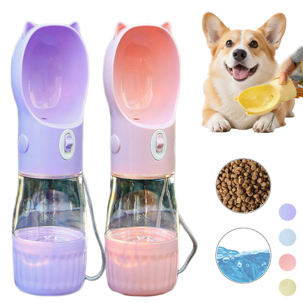 Portable dog water bottle with built-in travel bowl