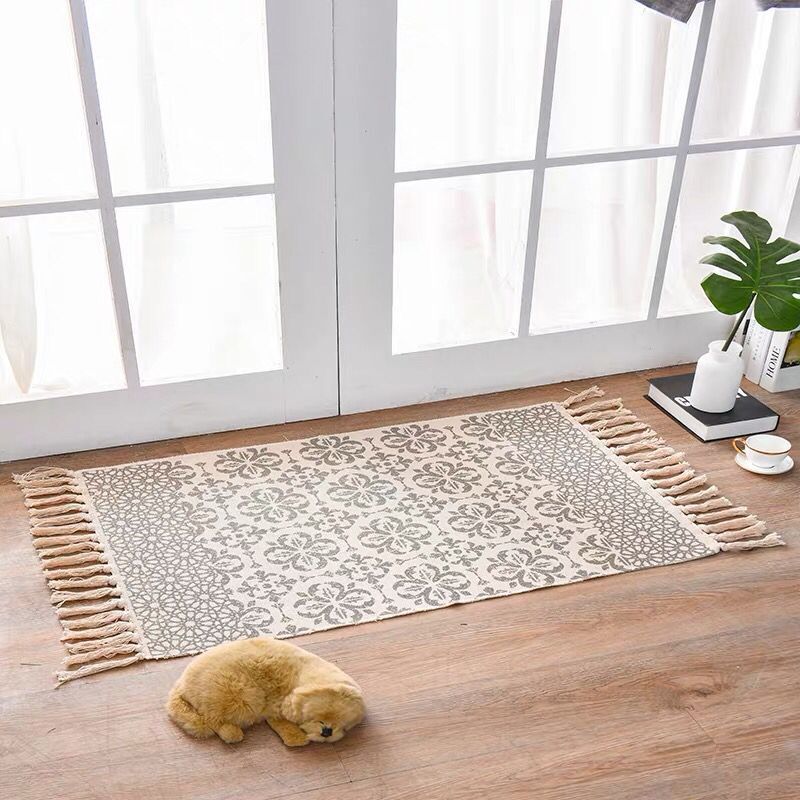 Boho Woven Cotton Tassel Rug, additional product view 4