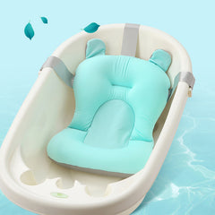 Non-slip baby bath support net in a shower bed frame