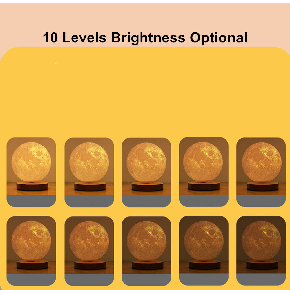 Close up of the textured lunar surface on the floating moon lamp