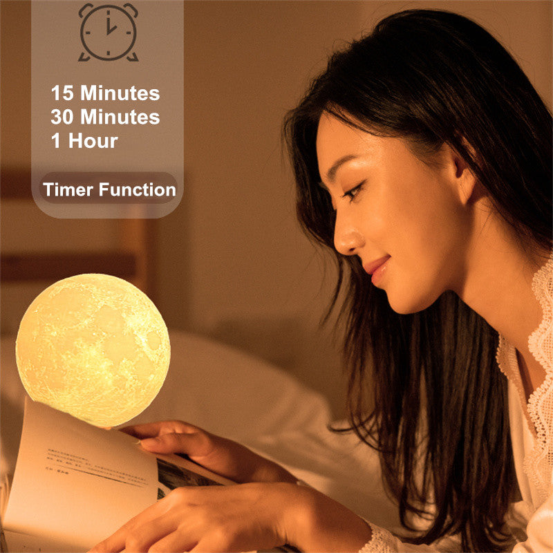 Floating moon lamp with magnetic base, alternate view