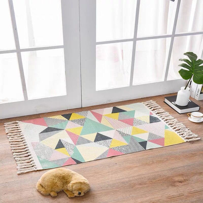 Boho Woven Cotton Tassel Rug, additional product view 6