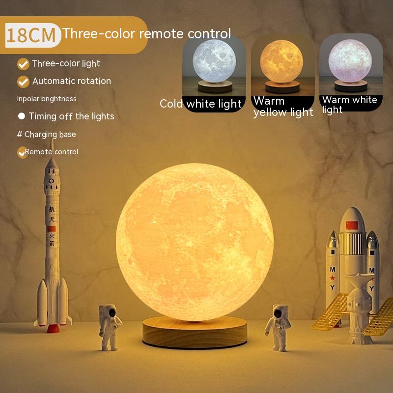 Levitating magnetic moon lamp, three-colour rotating, 18cm