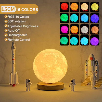 Levitating magnetic moon lamp, colour-changing, 15cm