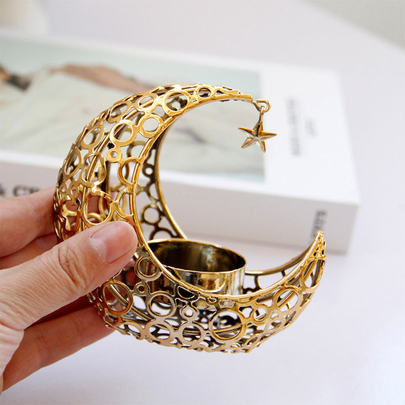 Crescent Moon Metal Candle Holder, alternate product view