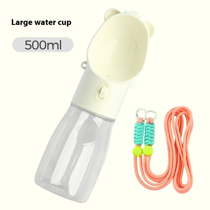 Portable dog water bottle and travel bowl, 500ml, white
