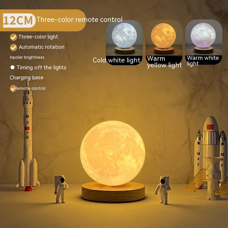 Levitating magnetic moon lamp, three-colour rotating, 12cm