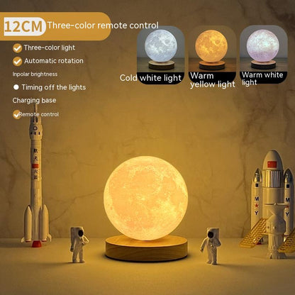 Levitating magnetic moon lamp, three-colour rotating, 12cm